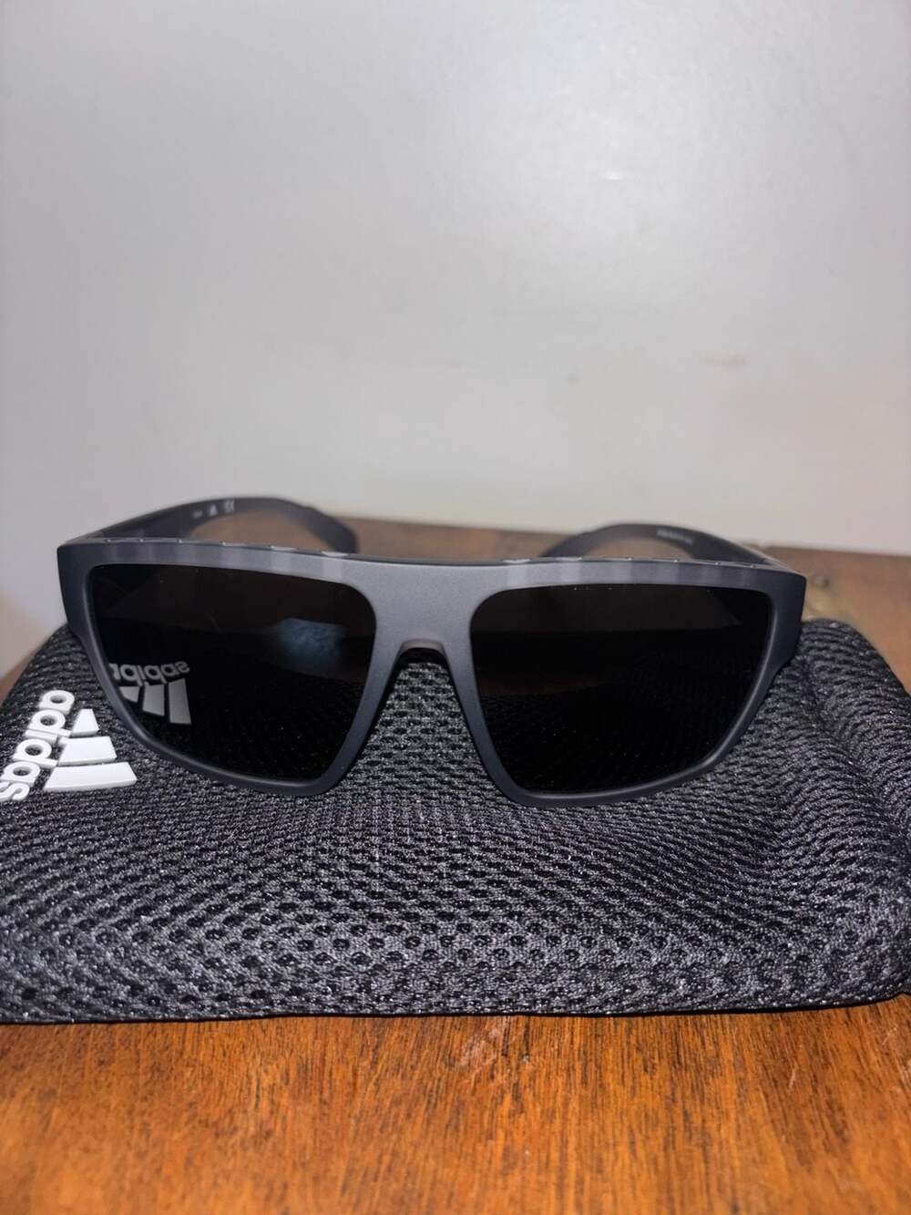 Adidas SP0037 Sport Matte Black Rectangular Sunglasses
